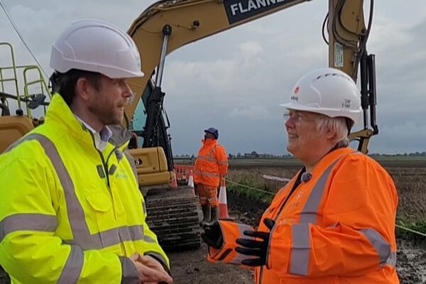 Charlotte speaking with Cllr Alex Beckett, Chair of the County Council’s Highways and Transport Committee, about the soil-affected roads trial